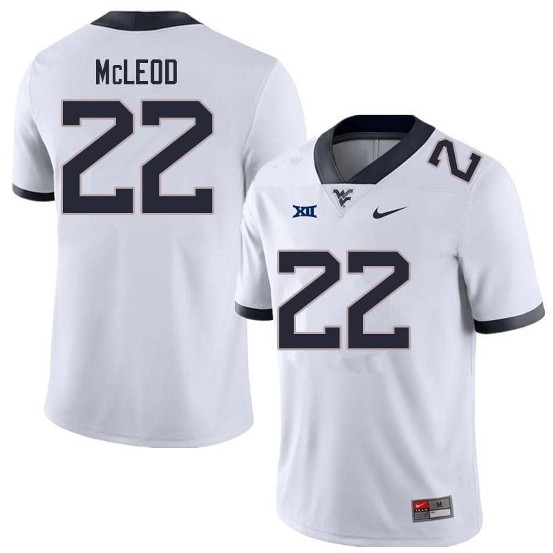 NCAA Men's Saint McLeod West Virginia Mountaineers White #22 Nike Stitched Football College Authentic Jersey YZ23W40FS